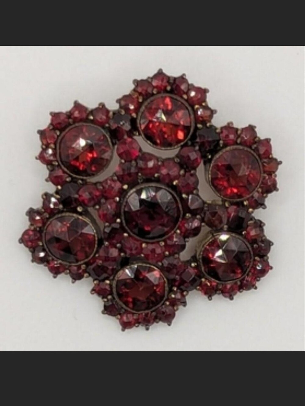 Vintage Czech Garnet Brooch